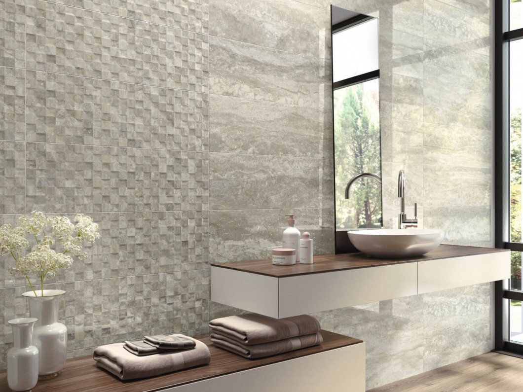 APE Ceramica Travertino Cenefa Sabbia Matt Gold 8x25
