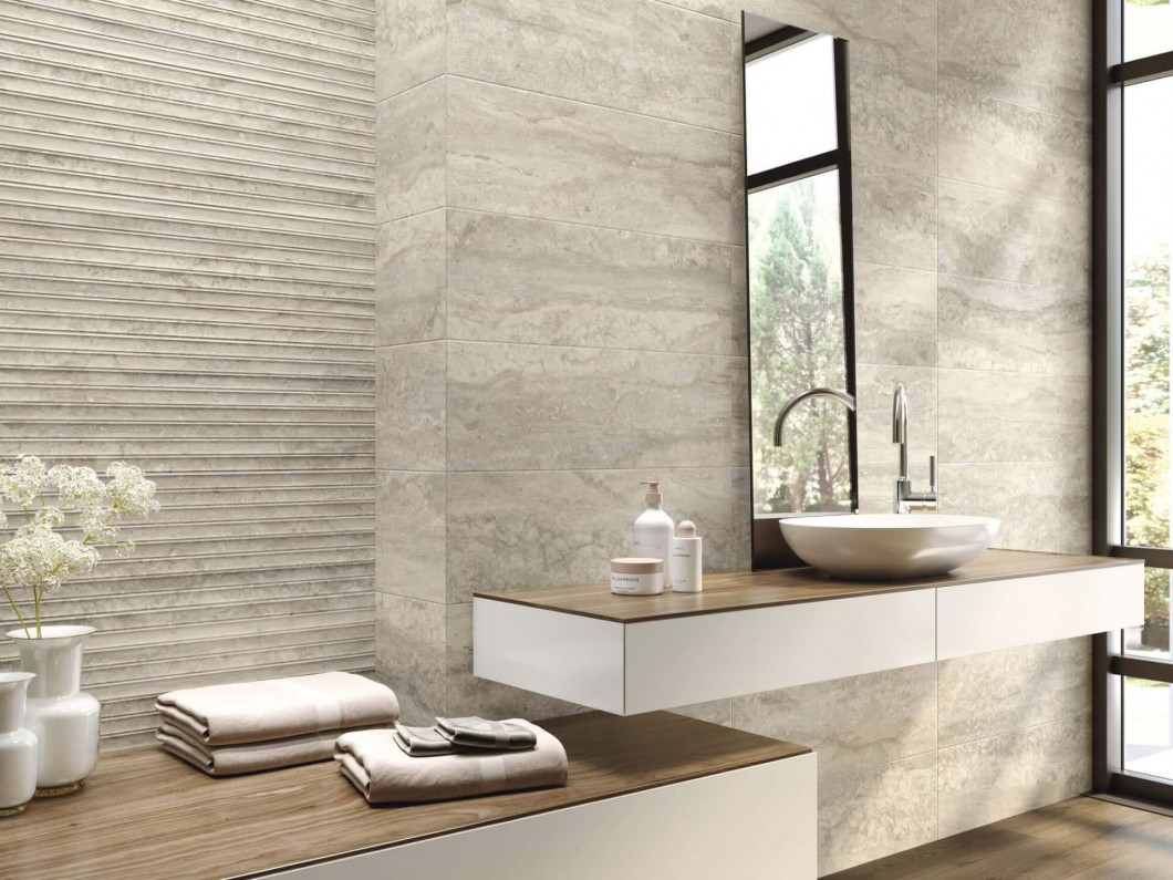 APE Ceramica Travertino Cenefa Sabbia Matt Gold 8x25