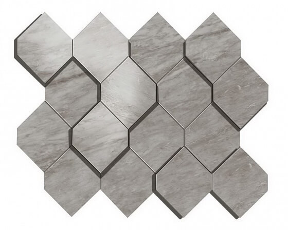 Atlas Concorde Marvel Stone Marvel Bardiglio Grey Mosaico Esagono 3D