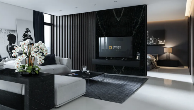 Venezia Stone Гранит Black Motion Слэбы 284x202