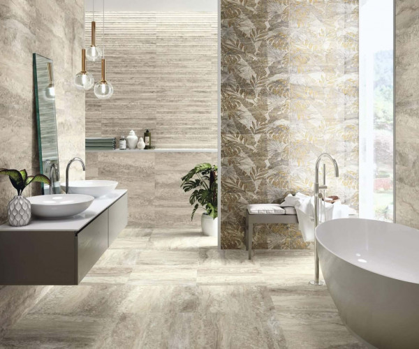 APE Ceramica Travertino Cenefa Sabbia Matt Gold 8x25
