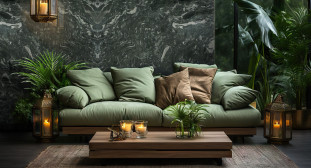 Venezia Stone Гранит Ocean Green Leather 20Mm