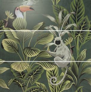 APE Ceramica Silk Декор Set (3) Def Toucan Green 40х120